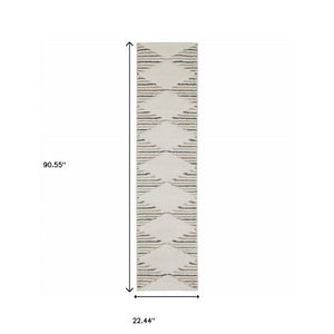 HomeRoots 2' Brown and Ivory Geometric Power Loom Runner Rug – Durable, Stylish, Stain-Resistant Home Accent 1'10" x 7'6" 508504