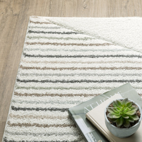HomeRoots 2' Brown and Ivory Geometric Power Loom Runner Rug – Durable, Stylish, Stain-Resistant Home Accent 1'10" x 7'6" 508504