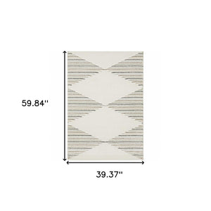 HomeRoots 2' Brown and Ivory Geometric Power Loom Runner Rug – Durable, Stylish, Stain-Resistant Home Accent 3' x 5' 508505