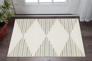 HomeRoots 2' Brown and Ivory Geometric Power Loom Runner Rug – Durable, Stylish, Stain-Resistant Home Accent 3' x 5' 508505