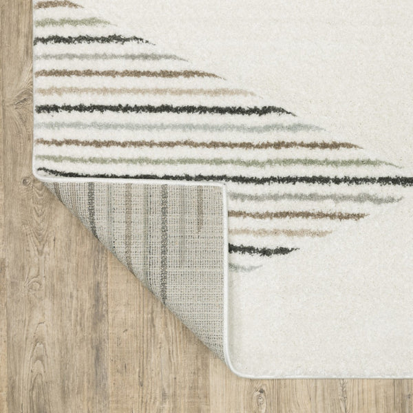 HomeRoots 2' Brown and Ivory Geometric Power Loom Runner Rug – Durable, Stylish, Stain-Resistant Home Accent 5' X 8' 508506