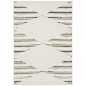 HomeRoots 2' Brown and Ivory Geometric Power Loom Runner Rug – Durable, Stylish, Stain-Resistant Home Accent 7' X 10' 508507