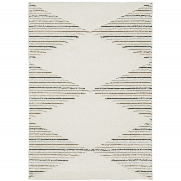 HomeRoots 2' Brown and Ivory Geometric Power Loom Runner Rug – Durable, Stylish, Stain-Resistant Home Accent 7' X 10' 508507
