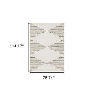 HomeRoots 2' Brown and Ivory Geometric Power Loom Runner Rug – Durable, Stylish, Stain-Resistant Home Accent 7' X 10' 508507
