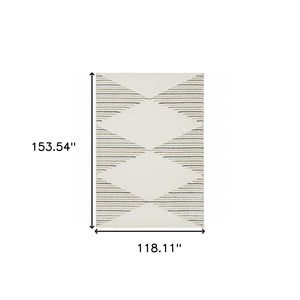 HomeRoots 2' Brown and Ivory Geometric Power Loom Runner Rug – Durable, Stylish, Stain-Resistant Home Accent 10' X 13' 508509