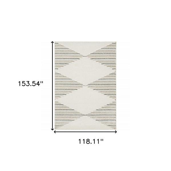 HomeRoots 2' Brown and Ivory Geometric Power Loom Runner Rug – Durable, Stylish, Stain-Resistant Home Accent 10' X 13' 508509