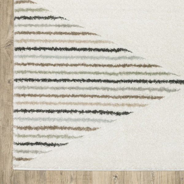 HomeRoots 2' Brown and Ivory Geometric Power Loom Runner Rug – Durable, Stylish, Stain-Resistant Home Accent 10' X 13' 508509