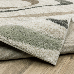 HomeRoots 2' Abstract Gray and Ivory Power-Loomed Runner Rug - Stylish, Durable, Perfect for Hallways & Entries 1'10" x 7'6" 508510