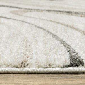 HomeRoots 2' Abstract Gray and Ivory Power-Loomed Runner Rug - Stylish, Durable, Perfect for Hallways & Entries 3' x 5' 508511