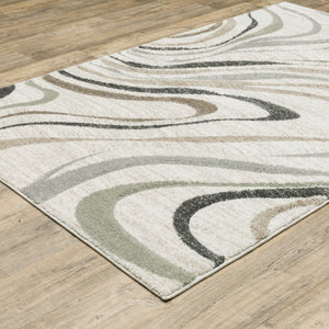 HomeRoots 2' Abstract Gray and Ivory Power-Loomed Runner Rug - Stylish, Durable, Perfect for Hallways & Entries 5' X 8' 508512