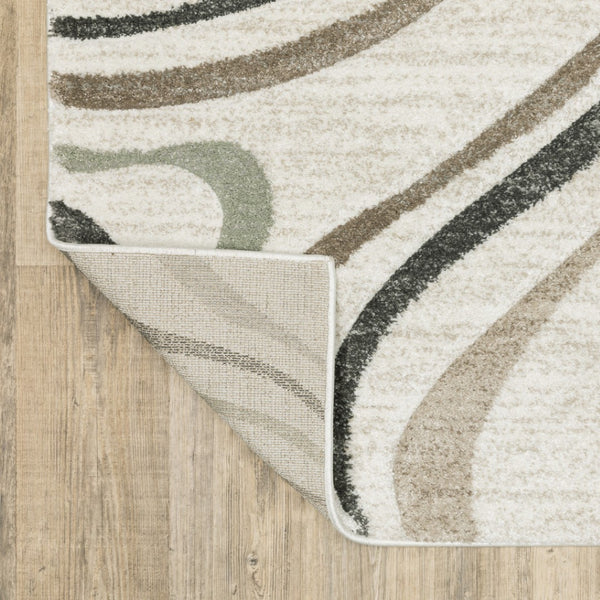 HomeRoots 2' Abstract Gray and Ivory Power-Loomed Runner Rug - Stylish, Durable, Perfect for Hallways & Entries 7' X 10' 508513