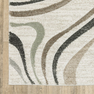 HomeRoots 2' Abstract Gray and Ivory Power-Loomed Runner Rug - Stylish, Durable, Perfect for Hallways & Entries 7' X 10' 508513