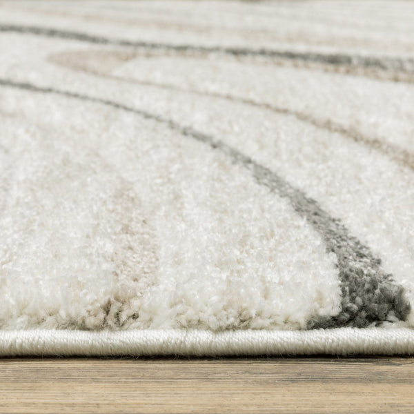 HomeRoots 2' Abstract Gray and Ivory Power-Loomed Runner Rug - Stylish, Durable, Perfect for Hallways & Entries 8' X 11' 508514