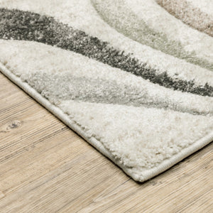 HomeRoots 2' Abstract Gray and Ivory Power-Loomed Runner Rug - Stylish, Durable, Perfect for Hallways & Entries 10' X 13' 508515