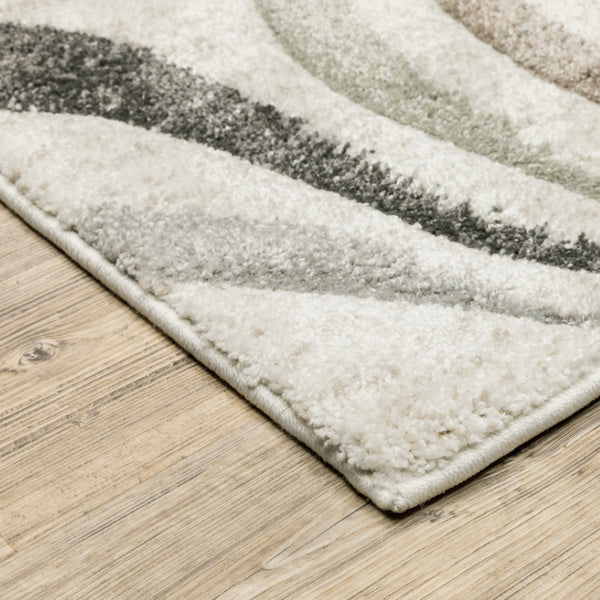 HomeRoots 2' Abstract Gray and Ivory Power-Loomed Runner Rug - Stylish, Durable, Perfect for Hallways & Entries 10' X 13' 508515