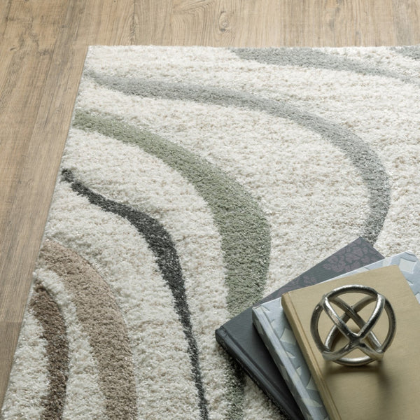 HomeRoots 2' Abstract Gray and Ivory Power-Loomed Runner Rug - Stylish, Durable, Perfect for Hallways & Entries 10' X 13' 508515