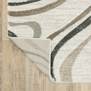 HomeRoots 2' Abstract Gray and Ivory Power-Loomed Runner Rug - Stylish, Durable, Perfect for Hallways & Entries 10' X 13' 508515