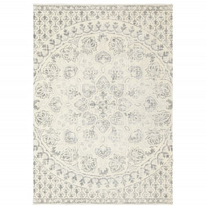 HomeRoots 10' Elegant Distressed Area Rug with Timeless Medallion Design for Modern and Traditional Spaces 10' X 13' 508520