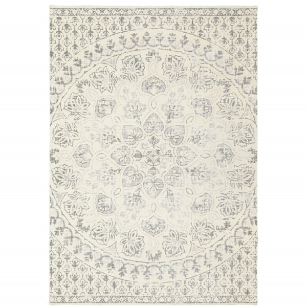 HomeRoots 10' Elegant Distressed Area Rug with Timeless Medallion Design for Modern and Traditional Spaces 10' X 13' 508520