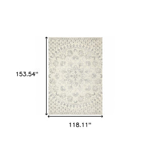 HomeRoots 10' Elegant Distressed Area Rug with Timeless Medallion Design for Modern and Traditional Spaces 10' X 13' 508520