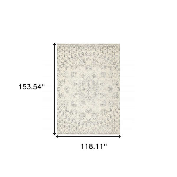 HomeRoots 10' Elegant Distressed Area Rug with Timeless Medallion Design for Modern and Traditional Spaces 10' X 13' 508520