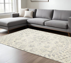 HomeRoots 10' Elegant Distressed Area Rug with Timeless Medallion Design for Modern and Traditional Spaces 10' X 13' 508520