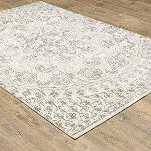HomeRoots 10' Elegant Distressed Area Rug with Timeless Medallion Design for Modern and Traditional Spaces 10' X 13' 508520