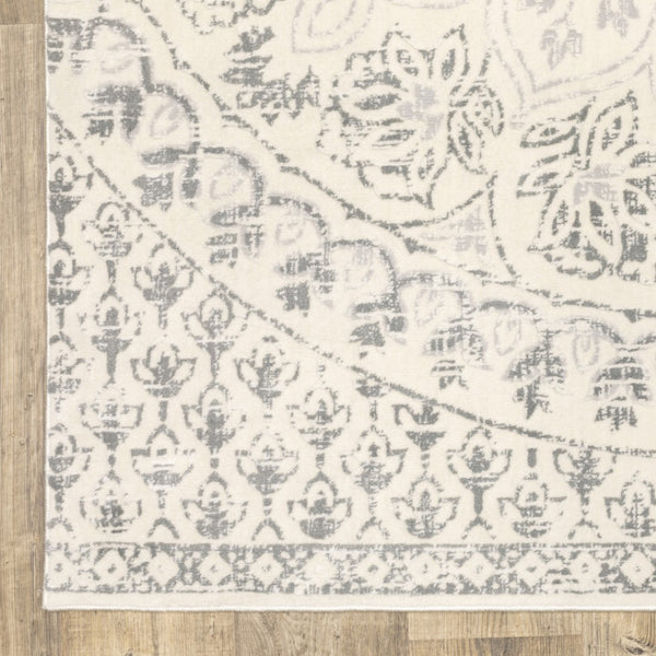 HomeRoots 10' Elegant Distressed Area Rug with Timeless Medallion Design for Modern and Traditional Spaces 10' X 13' 508520