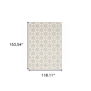 HomeRoots 10' Stylish Ivory and Grey Geometric Area Rug - Durable, Stain-Resistant Design for High-Traffic Spaces 10' X 13' 508525