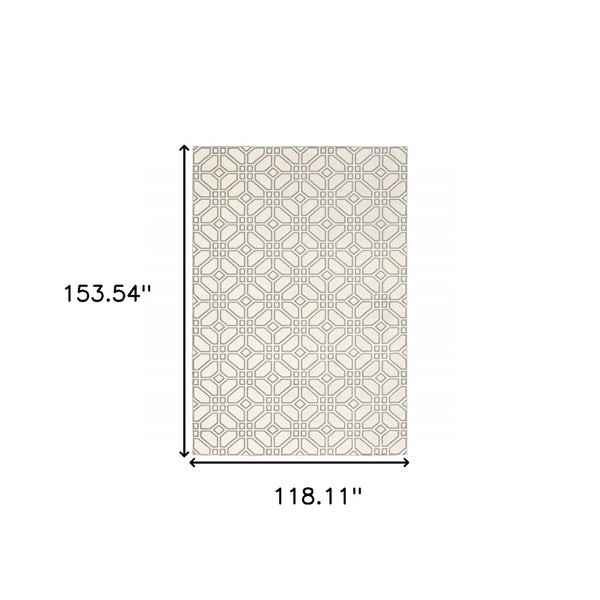 HomeRoots 10' Stylish Ivory and Grey Geometric Area Rug - Durable, Stain-Resistant Design for High-Traffic Spaces 10' X 13' 508525