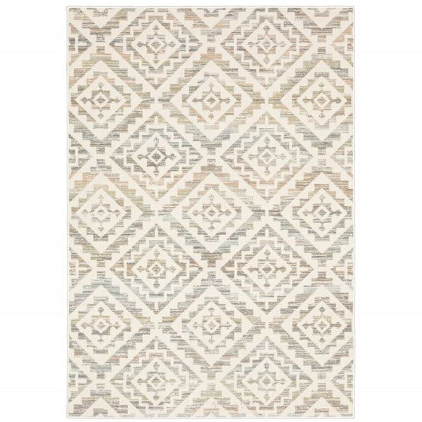 HomeRoots 10' Softly Hued Geometric Area Rug - Stain Resistant, Durable Design for Modern Living Spaces 10' X 13' 508535