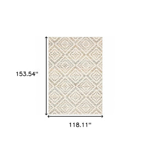 HomeRoots 10' Softly Hued Geometric Area Rug - Stain Resistant, Durable Design for Modern Living Spaces 10' X 13' 508535