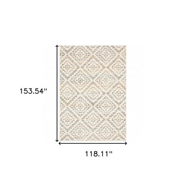 HomeRoots 10' Softly Hued Geometric Area Rug - Stain Resistant, Durable Design for Modern Living Spaces 10' X 13' 508535