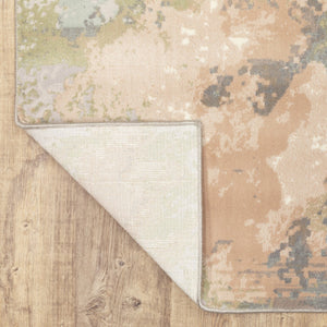 HomeRoots 7' Abstract Area Rug in Gray, Pink & Cream - Durable, Stain-Resistant Design for Modern Homes 7' X 10' 508538