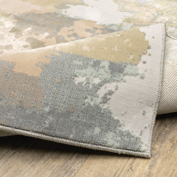 HomeRoots 7' Abstract Area Rug in Gray, Pink & Cream - Durable, Stain-Resistant Design for Modern Homes 7' X 10' 508538