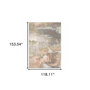 HomeRoots 7' Abstract Area Rug in Gray, Pink & Cream - Durable, Stain-Resistant Design for Modern Homes 10' X 13' 508540