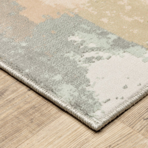 HomeRoots 7' Abstract Area Rug in Gray, Pink & Cream - Durable, Stain-Resistant Design for Modern Homes 10' X 13' 508540