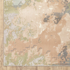 HomeRoots 7' Abstract Area Rug in Gray, Pink & Cream - Durable, Stain-Resistant Design for Modern Homes 10' X 13' 508540
