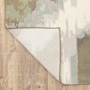 HomeRoots 10' Sage Grey and Brown Abstract Area Rug - Durable Power Loomed Design with Stain Resistance 10' X 13' 508545