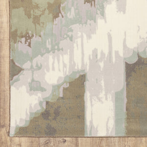 HomeRoots 10' Sage Grey and Brown Abstract Area Rug - Durable Power Loomed Design with Stain Resistance 10' X 13' 508545