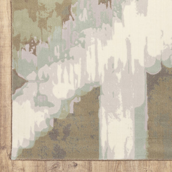 HomeRoots 10' Sage Grey and Brown Abstract Area Rug - Durable Power Loomed Design with Stain Resistance 10' X 13' 508545