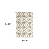 Homeroots 4' X 6' Ivory Pink And Sage Geometric Power Loom Stain Resistant Area Rug  Polypropylene 508546