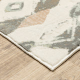 Homeroots 4' X 6' Ivory Pink And Sage Geometric Power Loom Stain Resistant Area Rug  Polypropylene 508546