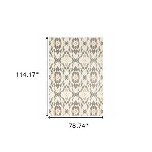 Homeroots 7' X 10' Pink And Ivory Geometric Power Loom Area Rug  Polypropylene 508548