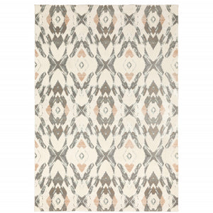 Homeroots 8' X 11' Pink And Ivory Geometric Power Loom Area Rug  Polypropylene 508549