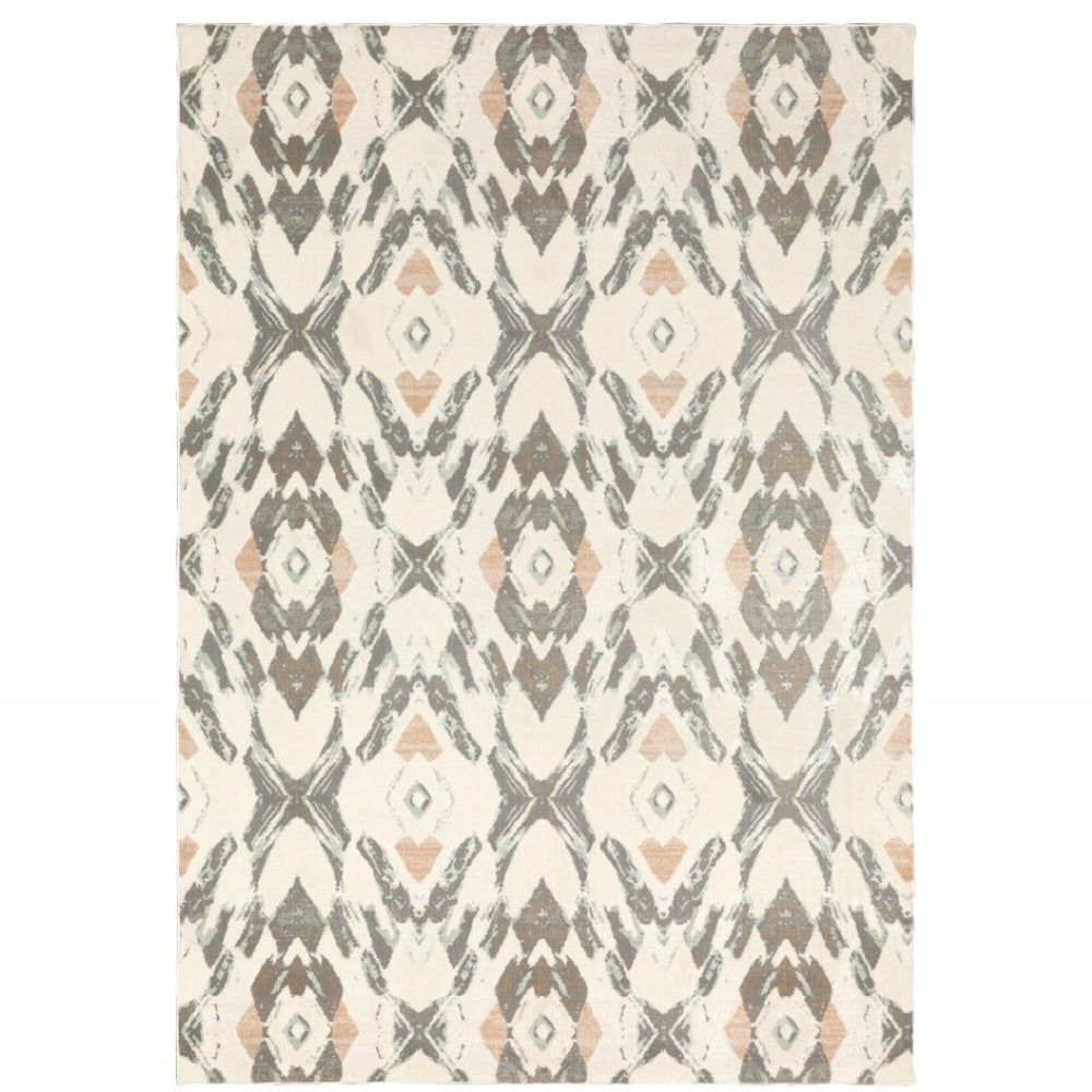 HomeRoots 10' Geometric Power Loom Area Rug in Ivory, Pink, and Sage – Soft, Stain-Resistant, Modern Centerpiece 10' X 13' 508550