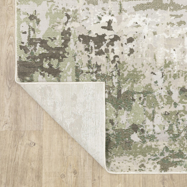 HomeRoots 2' Contemporary Abstract Power Loom Runner Rug in Subtle Tones for Stylish Hallways and Entryways Beige/ Green 2'3" x 7'6" 508568