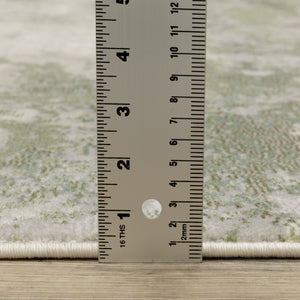 Homeroots 2' X 8' Beige Grey Brown And Sage Green Abstract Power Loom Stain Resistant Runner Rug Beige,Green Polyester 508568