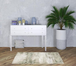 Homeroots 3' X 5' Beige Grey Brown And Sage Green Abstract Power Loom Stain Resistant Area Rug Beige,Green Polyester 508569