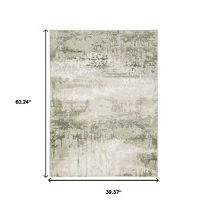 HomeRoots 2' Contemporary Abstract Power Loom Runner Rug in Subtle Tones for Stylish Hallways and Entryways 3' x 5' 508569